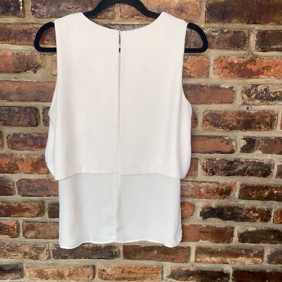 Zara Beige Sleeveless Tiered Chiffon Tank Top Blouse Women's Size Medium - Picture 8 of 9